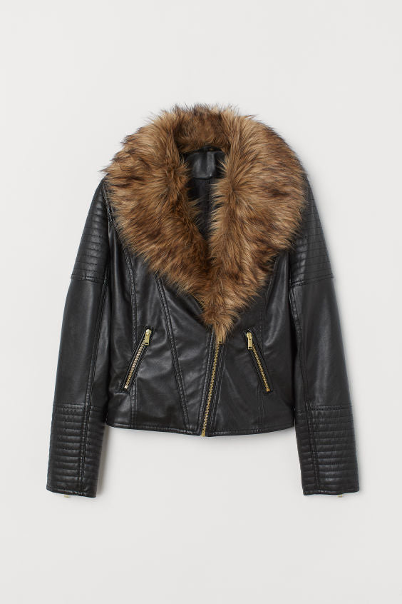 Fur Trim Leather Jacket
