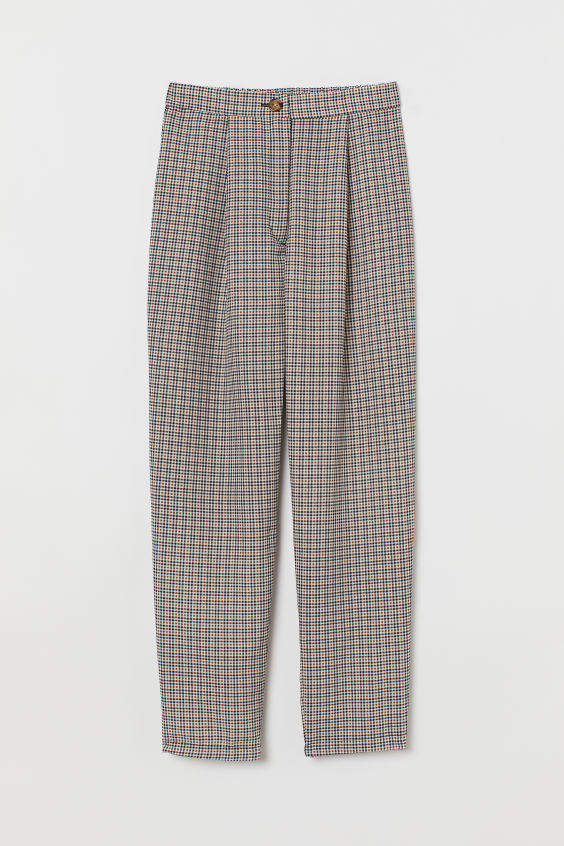 Checkered High-Waist Pants