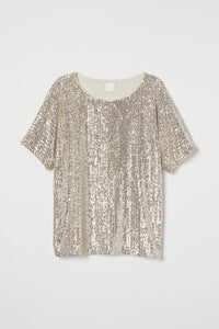 Sequin Short Sleeve Top